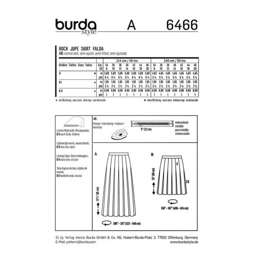 BURDA - 6466 JUPES POUR FEMMES