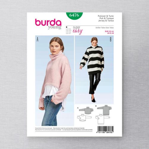 BURDA - 6476 PULL ET TUNIQUE POUR JEUNES FEMMES