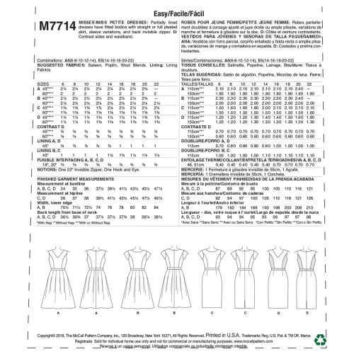 MCCALLS - M7714 - ROBES POUR FEMME - 6 À 14