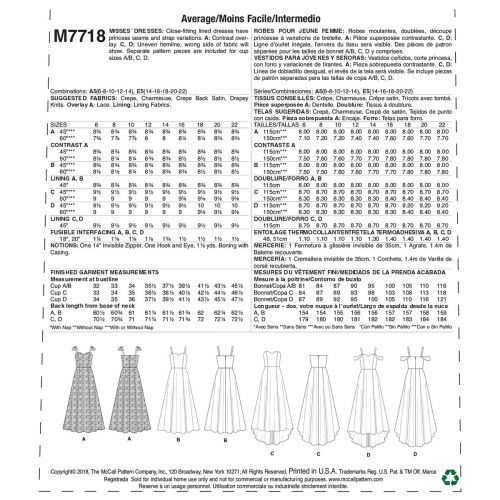 MCCALLS - M7718 - ROBES MOULANTES POUR FEMME - 6 À 14