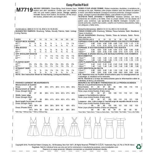 MCCALLS - M7719 - ROBES MOULANTES POUR FEMME - 6 À 14