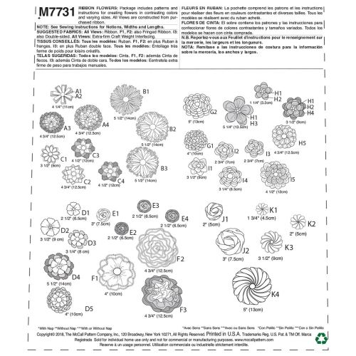 MCCALLS - M7731 - FLEURS EN RUBAN POUR ACCESSOIRE - OSZ