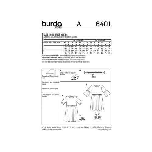 BURDA - 6401 ROBES AMPLES POUR FEMMES