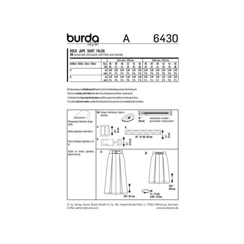 BURDA - 6430 JUPES POUR FEMMES
