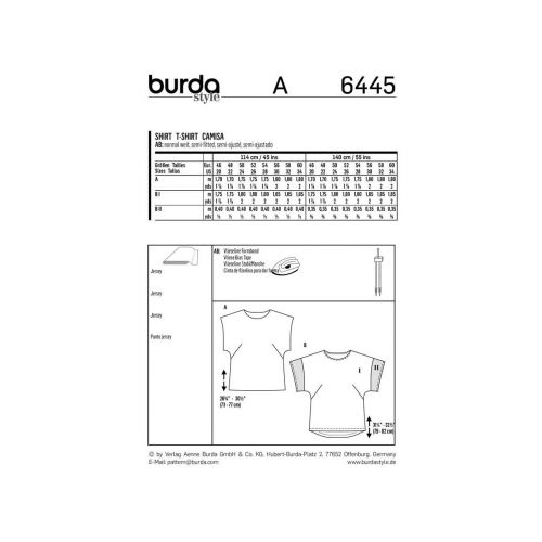 BURDA - 6445 T-SHIRTS POUR FEMMES