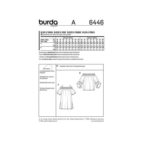 BURDA - 6446 BLOUSE ET TUNIQUE POUR FEMMES
