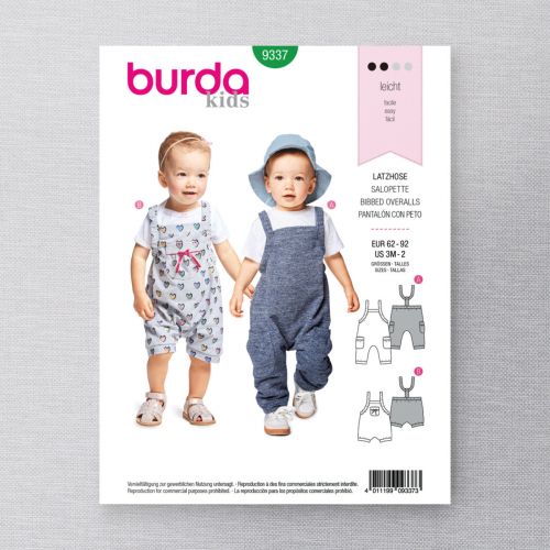 BURDA - 9337 SALOPETTES POUR BÉBÉS ET ENFANTS