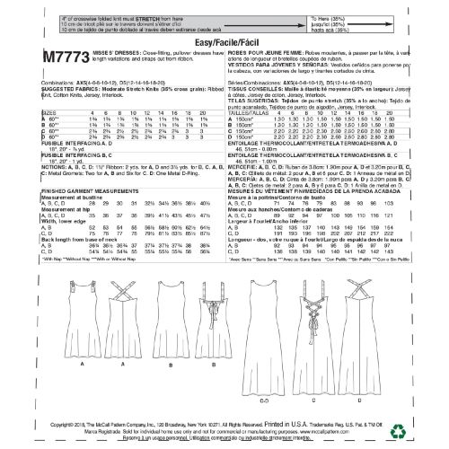 MCCALLS - M7773 ROBES MOULANTES POUR FEMME 4-12