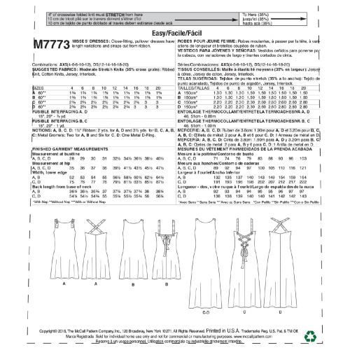 MCCALLS - M7773 ROBES MOULANTES POUR FEMME 12-20 