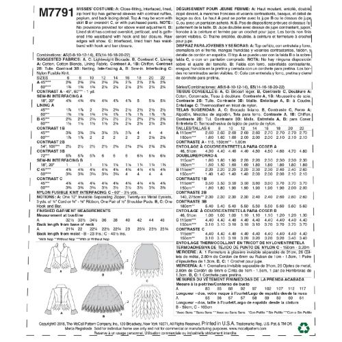 MCCALLS - M7791 DÉGUISEMENT POUR FEMME
