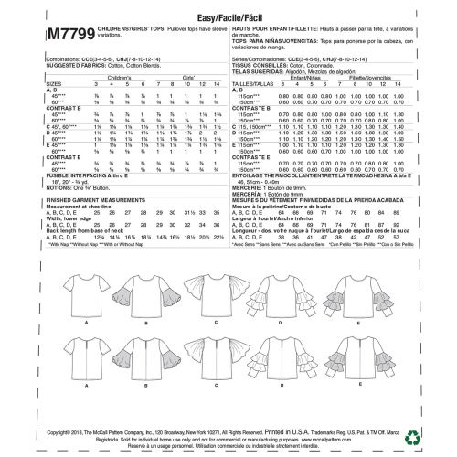 MCCALLS - M7799 HAUTS POUR ENFANTS