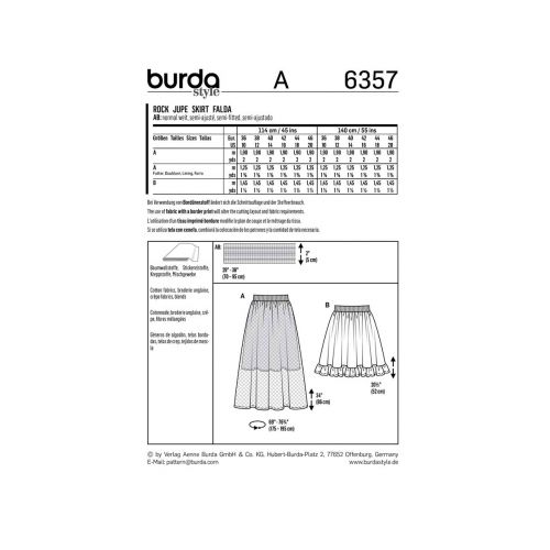 BURDA - 6357 JUPE SEMI-AJUSTÉES POUR FEMMES