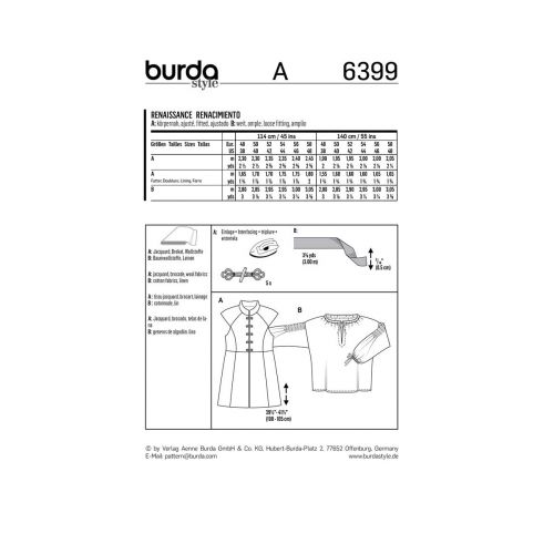 BURDA - 6399 COSTUME RENAISSANCE POUR HOMMES