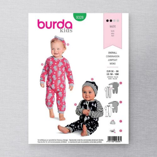 BURDA - 9328 COMBINAISONS SEMI-AJUSTÉES POUR BÉBÉ