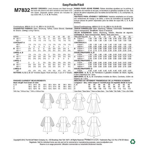 MCCALLS - M7832 ROBES AJUSTÉES POUR FEMMES - 6-14