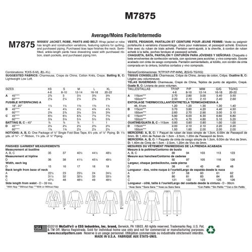 MCCALLS - M7875 ENSEMBLE DE NUIT POUR FEMMES