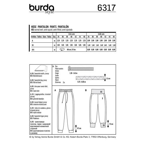 BURDA - 6317 PANTALONS SEMI-AJUSTÉS POUR FEMMES