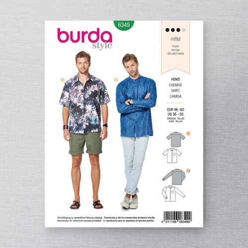 BURDA - 6349 CHEMISES SEMI-AJUSTÉES POUR HOMMES