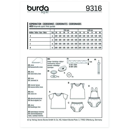 BURDA - 9316 COORDONNÉS - BÉBÉ