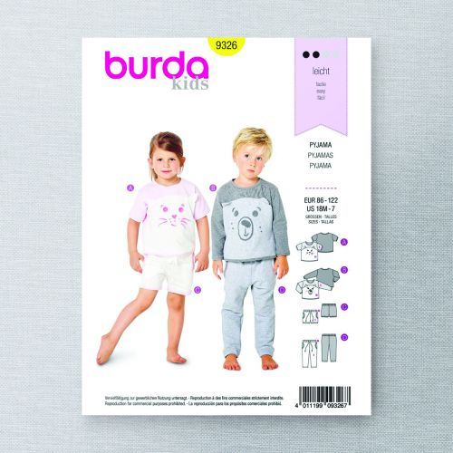 BURDA - 9326 PYJAMAS - ENFANT