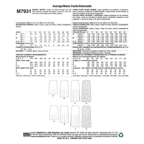 MCCALLS - M7931 JUPES AJUSTÉES POUR FEMMES