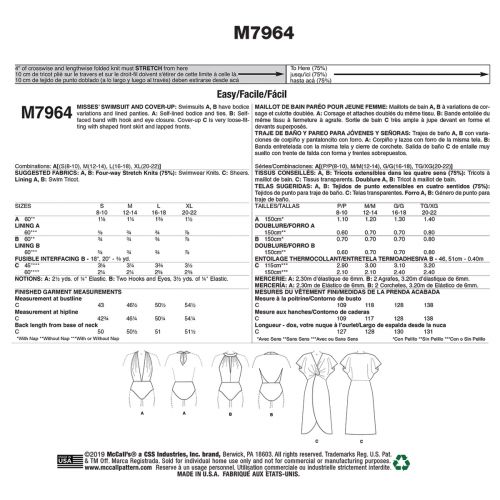 MCCALLS - M7964 MAILLOT DE BAIN ET SORTIE DE BAIN POUR FEMME - P-TG