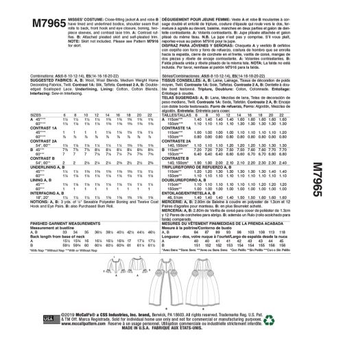 MCCALLS - M7965 DÉGUISEMENT ROBE POUR FEMME