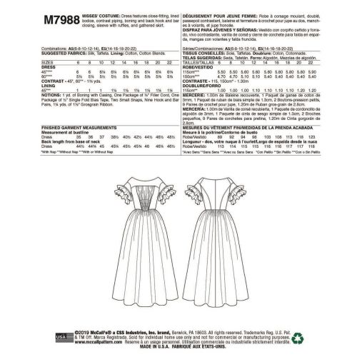 MCCALLS - M7988 DÉGUISEMENT ROBE D'ÉPOQUE POUR FEMMES