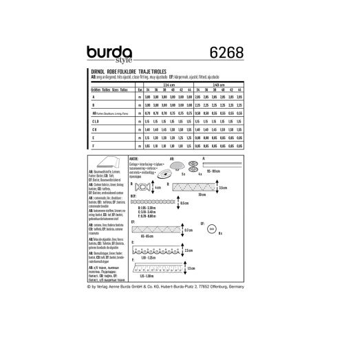 BURDA - 6268 ROBE FOLKLORE POUR FEMMES