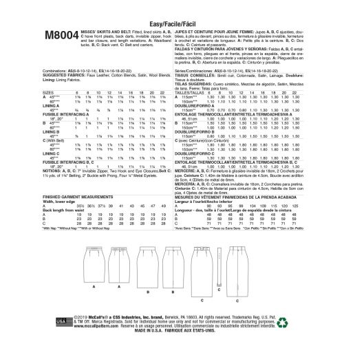 M8004-E5 - JUPES AJUSTÉES POUR FEMMES