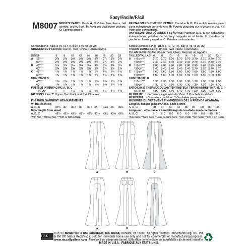 M8007-E5 - PANTALONS ÉVASÉS POUR FEMMES