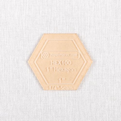 GABARIT HEXAGONAL EN ACRYLIQUE 1 PO AVEC VALEUR DE COUTURE 1/4 PO 