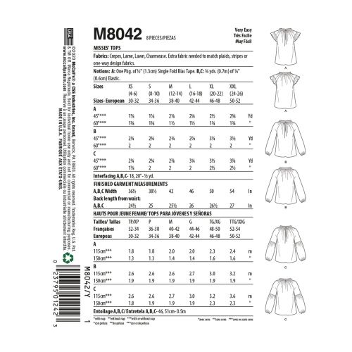 MCCALLS - M8042 HAUTS POUR FEMME