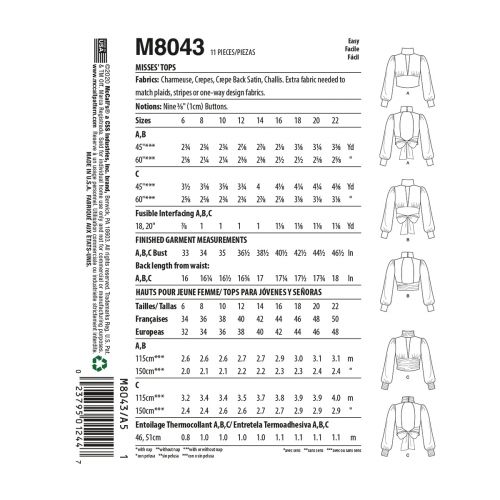 MCCALLS - M8043 HAUTS POUR FEMME