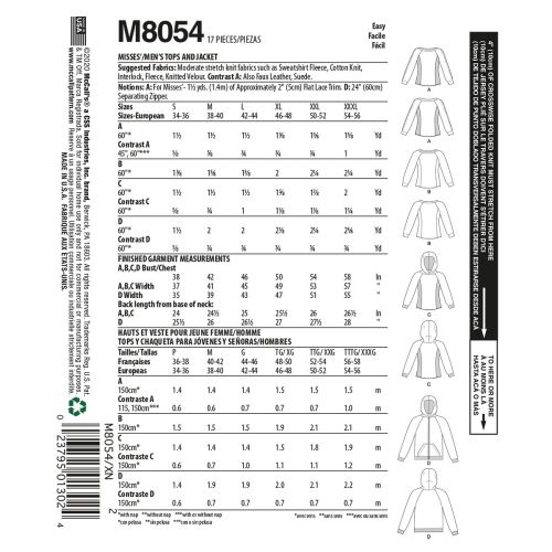 MCCALLS - M8054 HAUTS ET VESTE POUR FEMME/HOMME