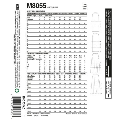 MCCALLS - M8055 JUPES EN SEPT LONGUEURS POUR FEMME