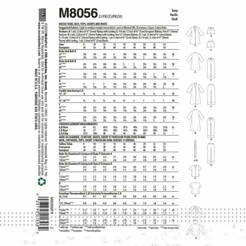 MCCALLS - M8056 ENSEMBLE DE NUIT POUR FEMME - 16-24