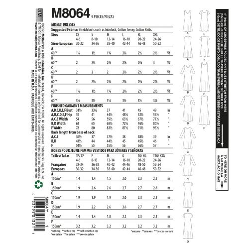 MCCALLS - M8064 ROBES POUR FEMME - TP À M