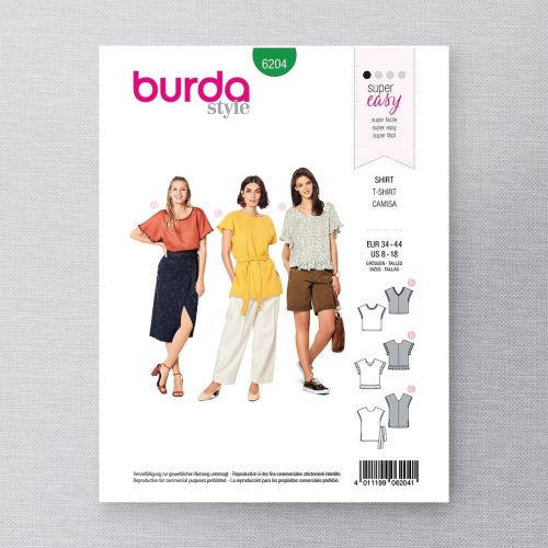 BURDA - 6204 T-SHIRTS POUR FEMME 