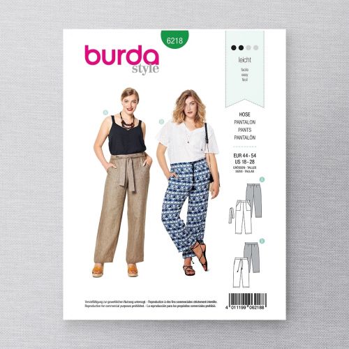 BURDA - 6218 PANTALONS POUR FEMME 