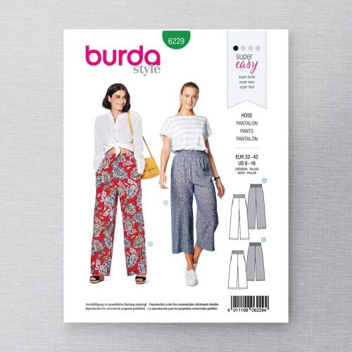 BURDA - 6229 PANTALONS POUR FEMME 