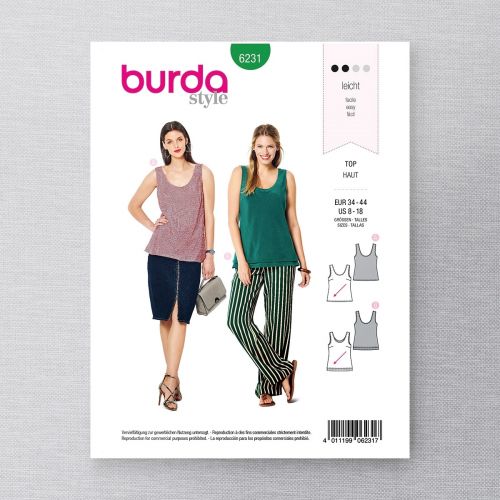 BURDA - 6231 HAUTS POUR FEMME 