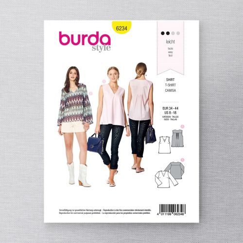 BURDA - 6234 T-SHIRTS POUR FEMME 