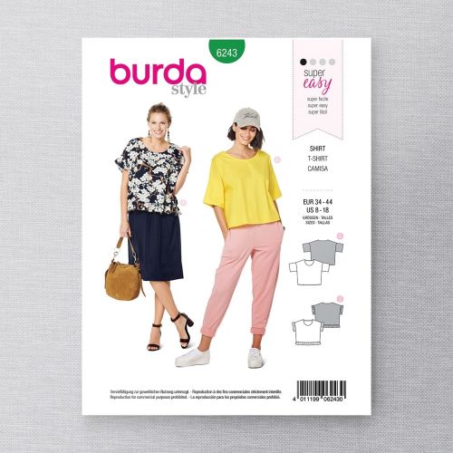 BURDA - 6243 T-SHIRTS POUR FEMME 