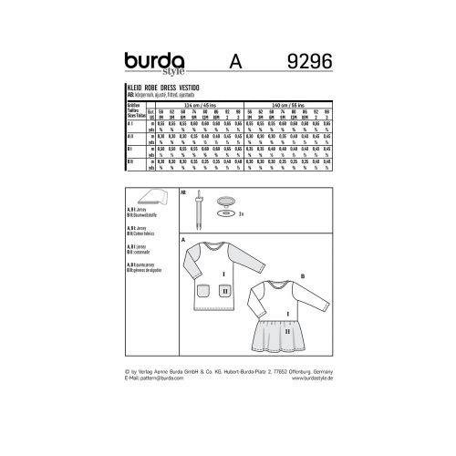 BURDA - 9296 ROBES POUR ENFANT