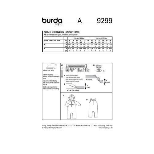 BURDA - 9299 COMBINAISONS POUR ENFANT