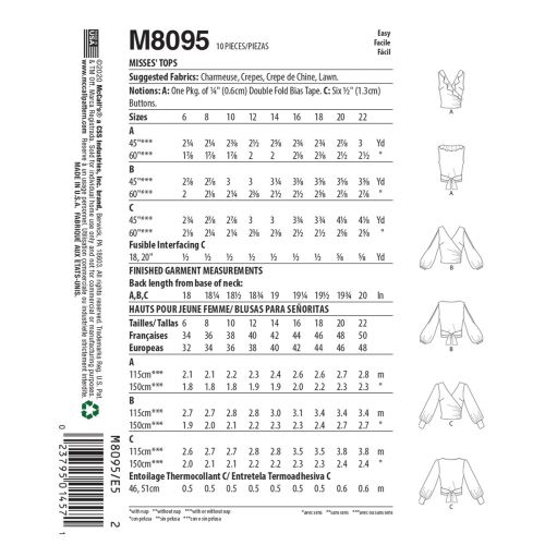 MCCALLS - M8095 HAUTS POUR FEMMES