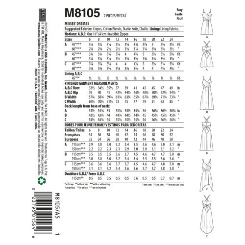 MCCALLS - M8105 ROBES POUR FEMMES - 6-14