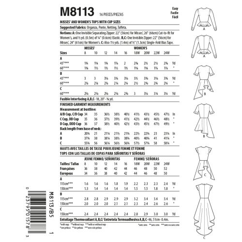 MCCALLS - M8113 HAUTS POUR FEMMES - 8-16