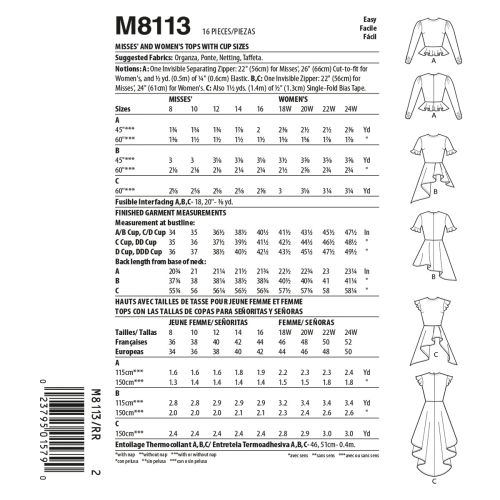 MCCALLS - M8113 HAUTS POUR FEMMES - 18W-24W